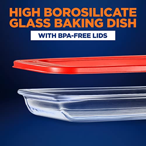 NutriChef 8-Piece Glass Bakeware Set with Red Lids - Ideal for Freezer-to-Oven Cooking and Food Storage
