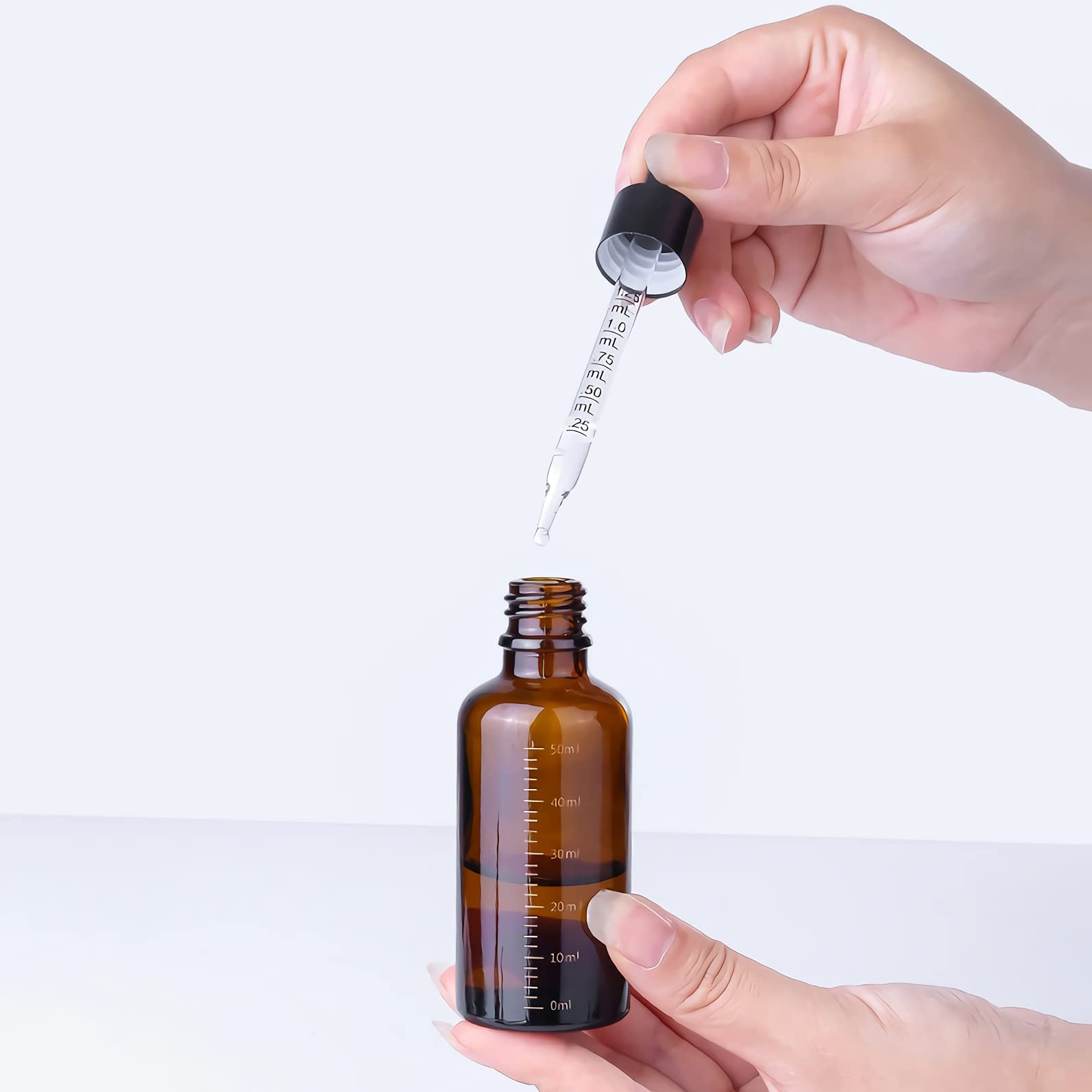 24 Pieza 50ml Marrón Cuentagota Botellas de Cristal con Pipeta Calibrado 50 ml Frasco Cuentagotas Cristal Botella de Vidrio Calibrada con Cuentagotas para Aceite Esencial Aromaterapia