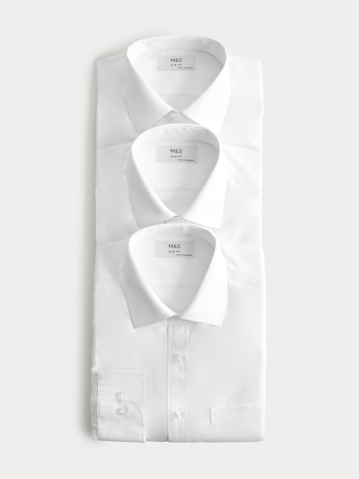 Marks & Spencer Camisas Fáciles de Planchar para Hombre Pack de 3, Ajuste Entallado