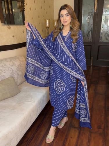 Image of ANNI Designer Women's Rayon Viscose Printed Anarkali Kurta with Palazzo and Dupatta | Stylish Ethnic Wear Set for Women | Festive, Wedding Kurti Set