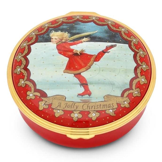 Halcyon Days - Christmas Ice Skater Enamel Box - ENCIS0651G