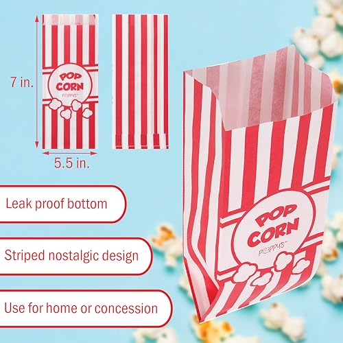poppy39s paper popcorn bags - 200 1oz concession-grade bags popcorn machine accessories for popcorn bars movie nights concessions