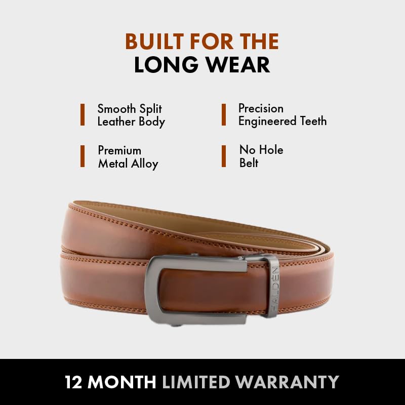 Image of HALDEN BURLEY Belts For Men Leather Original (Free Size Fits Up to 44 Inch Waist) Ratchet Straps, Unique Magnetic Auto-lock Buckle Formal Belts For Men