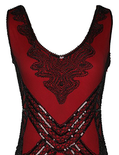 Image of Women's 1920s Gatsby Dress V Neck Sequin Bead Fringed Cocktail Hem Flapper Dress