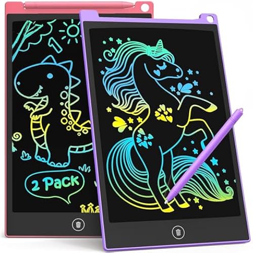 TECJOE 2 Pack LCD Writing Tablet, 8.5 Inch Colorful Doodle Board Drawing Tablet for Kids, Kids Travel Games Activity Learning Toys Birthday Gifts for 3 4 5 6 Year Old Boys and Girls Toddlers