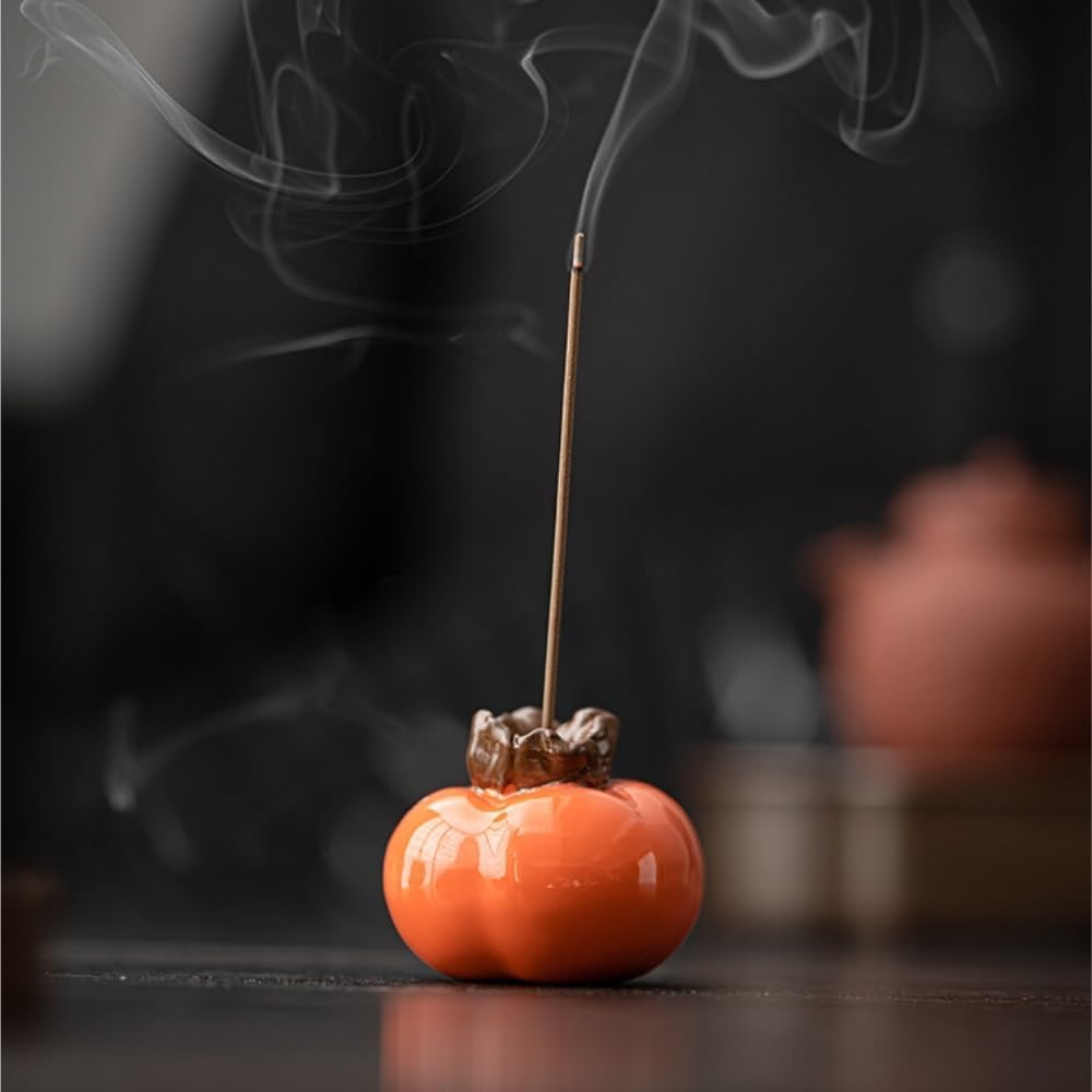 Incense Holder Creative Persimmon Incense Holder Ceramic Line Incense Burner Home Indoor Aromatherapy Burner Persimmon Ruyi Incense Holder Incense Burner Backflow Incense Burner (B)