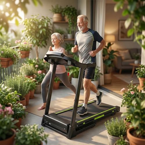 Image of Folding Treadmill, 3.5 4% Slope Portable Electric Running Machine for Small Spaces Apartments Offices