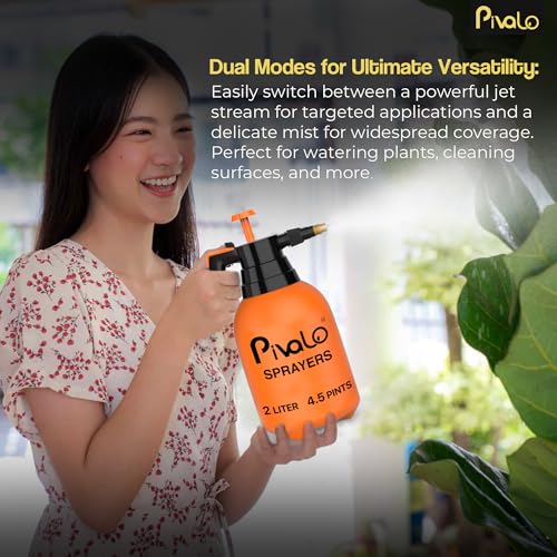 Image of Pivalo 2L Pressure Spray Pump with Manual Handheld Nozzle Garden Sprayer Cleaning & Watering Can Gardening Bottles for Home Lawn Plant (Pack of 1, Orange)