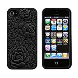 eFuture Black 3D Sculpture Rose Flower Silicone Soft Case Cover fit for the new Iphone5 5G +eFuture's nice Keyring