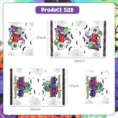 CORNER LACE Halloween Küchentücher Geschirrhandtücher Orange Lila Grün Schwarz, Schnelltrocknend 17"x26" Kochen Backtücher Halloween Küche Bad Esszimmer Dekoration Zubehör Set von 2 – Bild 7