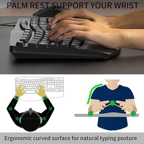 RECCAZR Ergonomic Keyboard, Wired Computer USB Keyboard with Wrist Rest, Spill-Resistant, Wave Keys for Natural Typing, Compatible with Windows/PC/Laptop(Black) - Image 4