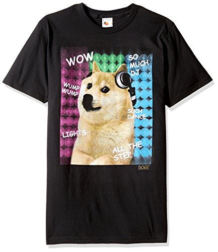 T-Line Men's Doge So Much DJ Graphic T-Shirt, Black, Large