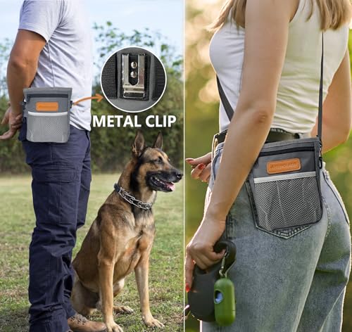 TRIPOLACO Leckerlitasche für Hunde - Großer Leckerlibeutel für Hunde mit Mehreren Taschen, Kotbeutelspender & Handyfach, 3 Tragevarianten - Idealer Futterbeutel Hundetraining & Spaziergänge
