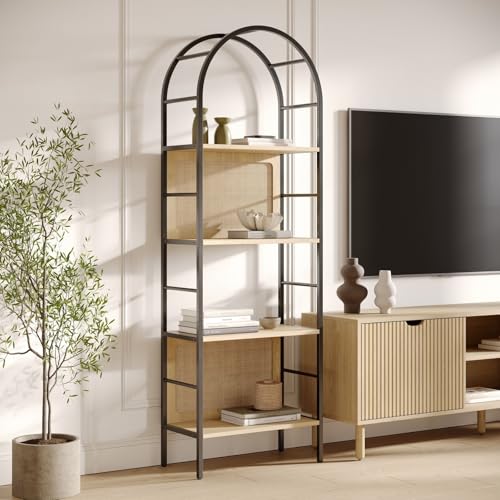 Stead 4-Tier Arched Book Shelf - Metal Frame Industrial Bookshelf