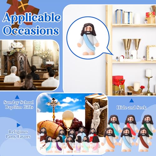 Bememo 50 Pcs Little Jesus Figures Jesus Toys Figurines to Hide and Seek Religious Party Favors for Church Sunday School Easter Egg Stuffers(Brilliant Colors) - image 5
