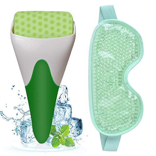 Ice Roller Massager Gel Eye Mask, Cooler Skin Roller for Face & Eye Cold Freezer Therapy Instant Pain Relief Reduce Puffy Dark Circles Migraines Stress Relief