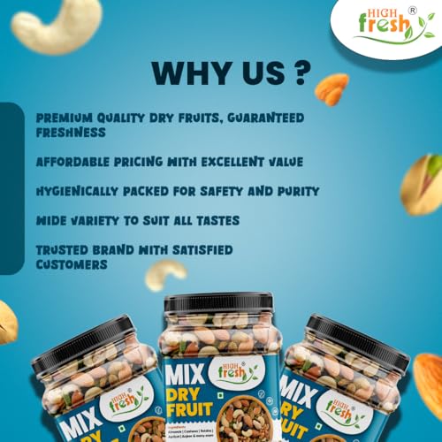 Image of HighFresh 100% Natural and Premium Healthy Mix Dry Fruits and Nuts 1KG | Healthy for Every Occasion Dry Fruits Nuts | Almonds | Cashew | Kishmish | Apricot | Black Raisins | Dried Kiwi