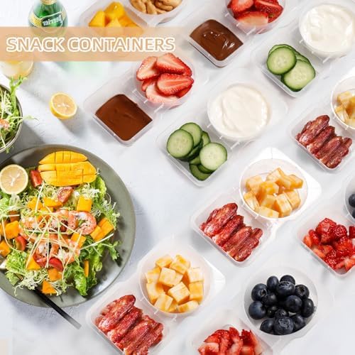 Reusable Snack Containers with Lids: Snack Pack Containers 20Pcs - Snackle Box Container Portion Control - Meal Prep Containers - Double Compartment Snack Containers for Travel - Camping Essentials - 2