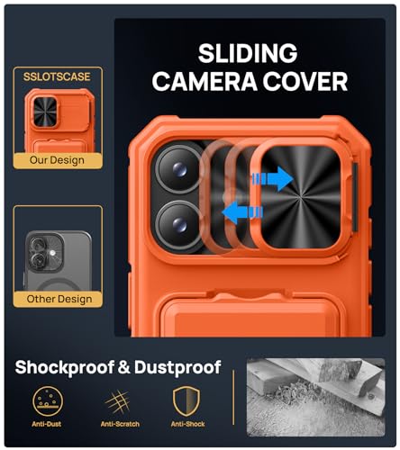 Image of SSLOTSCASE for iPhone 17 Case with 2X Screen Protector & Kickstand, Orange