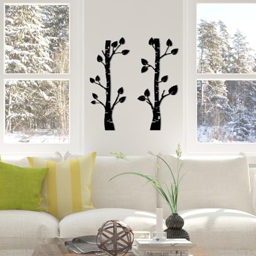 ShxTrade Metal Tree Wall Decor, Birch Tree Wall Art, Tree Branches Vertical Metal Wall Rustic Wall Sculpture for Home Living Room Bedroom Bathroom (Black) - Image 5