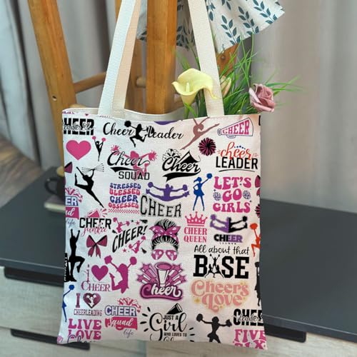MAOFAED Cheerleader Gift, Cheerleading Tote Bag, Cheer Gift, Cheer Team Gift, Cheer Season Gift, Senior Cheerleader Gift3