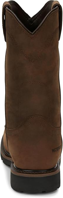 Justin Drywall 10 Waterproof Men's Work Boot - Durable Leather Construction, Slip-Resistant Sole, Ideal for Tough Jobs