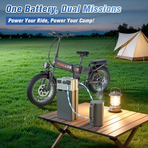 Image of Wallke H9 Ultra Long Range Electric Bike for Adults 55Ah 2640Wh 180 Mile, 37MPH Fast Ebike 4000W, 2-in-1 Battery AC /DC Power Hub & AC /Solar-Charging, Torque Sensor, Air Suspension,20 inch Fat Tire E Bike