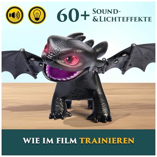 DreamWorks How to Train Your Dragon, Interaktive Drachenfigur Ohnezahn mit Licht- und Soundeffekten und Trainings- und Spielfunktionen… – Ansicht 5