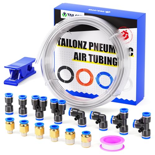 TAILONZ PNEUMATIC Clean 12mm OD 8mm ID Polyurethane PU Air Hose Pipe Tube Kit 10 Meter 32.8ft