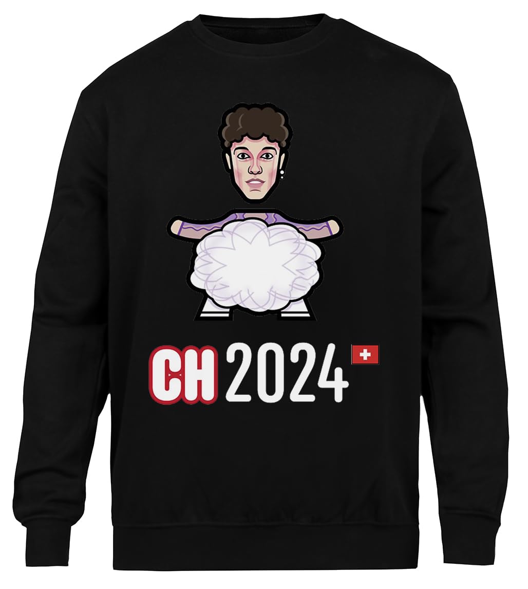 Svizzera 2024 Sweatshirt Nera Unisex Eco-Friendly Unisex Black Sweatshirt Eco-Friendly Crewneck