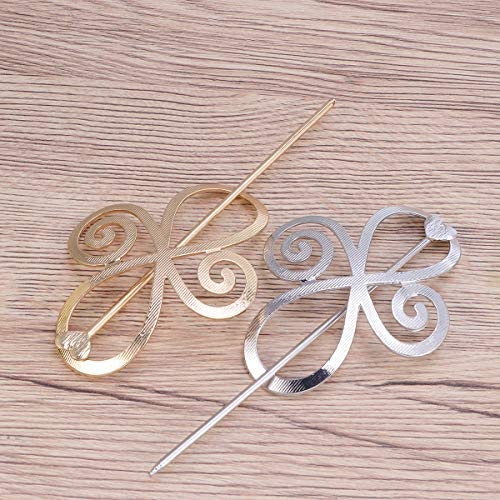 Lurrose 6Pcs Alloy Hair Slide Pins Minimalist Hollow Hair Stick Stylish Hair Accessories For Women (Gold And Silver) #TOP5
