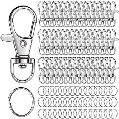 Image of LEOBRO 100PCS Lobster Claw Clasps and Key Rings, Keychain Making Kit - 50PCS Keychain Clips and 50PCS Key Chain Ring, for Key Chains, Crafts, Lanyard, Key, Jewelry Making