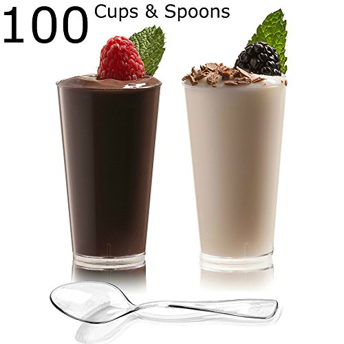 Zappy ZP-102WS-100 3 Oz Disposable Plastic Straight Wall Shooter Glasses Clear Dessert Cups And Tasting Spoons thumb #3