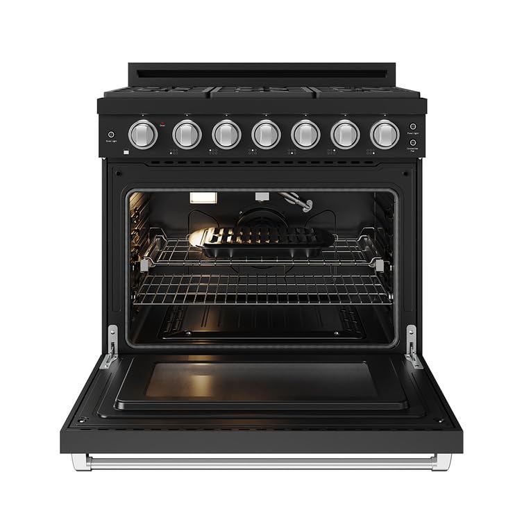 Image of Gordon Ramsay by THOR Kitchen 36-Inch Professional LP Range with Precision Knob Control in Black and Stainless Steel