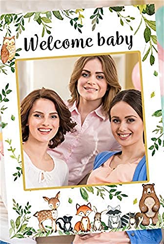 Ssailue Decor VGJ22 Woodland Baby Shower Decorations, Welcome Baby Photo Booth Frame Boy & Girl Gender Neutral Forest Animal Decor thumb #2