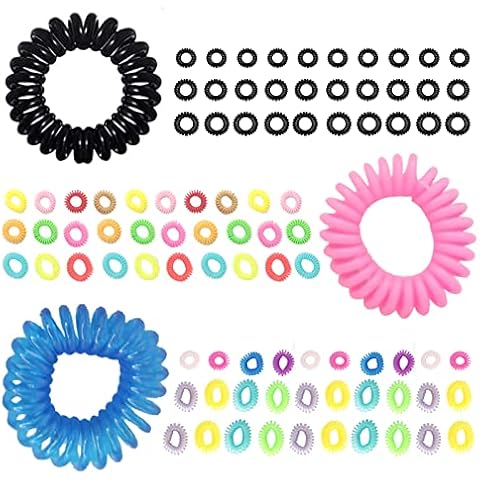 XTUDOU 90 Stück Haargummi Spirale, Stretchy Kunststoff Spurenloses Schmerzfreie Telefonkabel Haargummi Cover