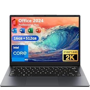 AE86 Laptop Windows 11 Pro con pantalla 2K de 14.1″, 16 GB de RAM, SSD de 512 GB, procesador Intel Core, BT5.0 Wi-Fi 5, USB A, tipo C, HDMl, portátil ultrafino y ligero para estudiantes de negocios