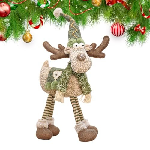 Décoration festive d'hiver avec renne en peluche réglable pour le salon