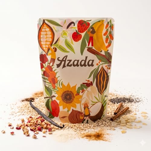 AZADA Porridge Bio Manzana & Canela Sin Gluten – Avena Integral con Chía, Cúrcuma y Vainilla – Desayuno Rápido y Energía Sostenida para tu Porridge Bowl - 350g