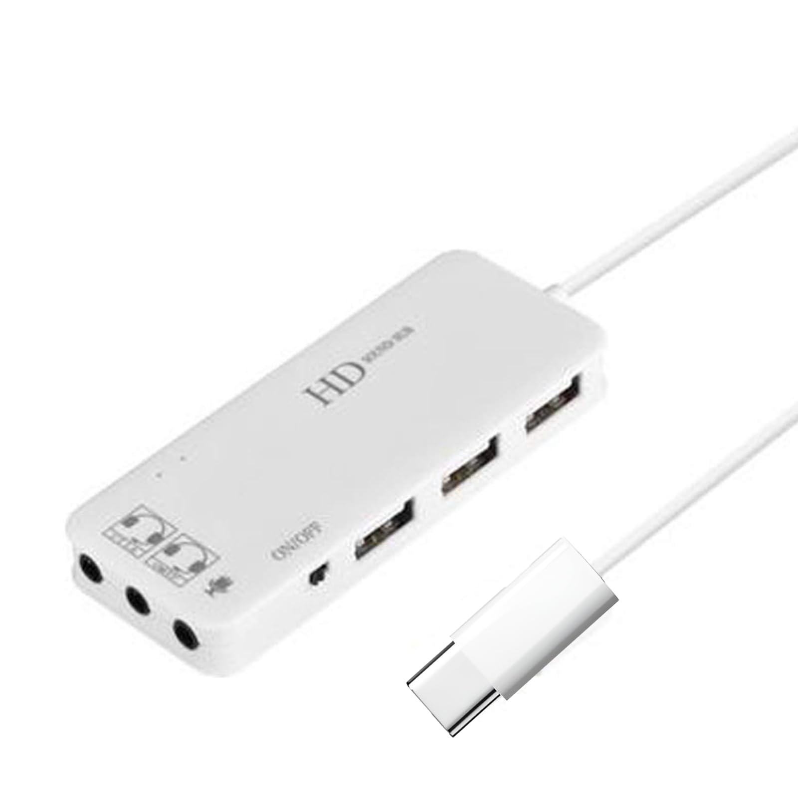 USB C Type C Hubs Audio Adapter External Stereo Sound Card with 3.5mm Headphone & Microphone and 3 USB Jack for Windows, Mac, Linux, PC, Laptops, Desktops, PS4 Computer External,Gaming-Grade(White)-image-41