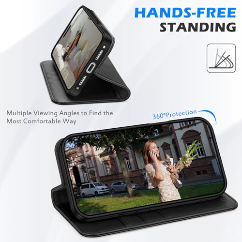 Coque Cuir Véritable iPhone 17 Pro Shieldon avec Fonction Support pour Vidéos - 5