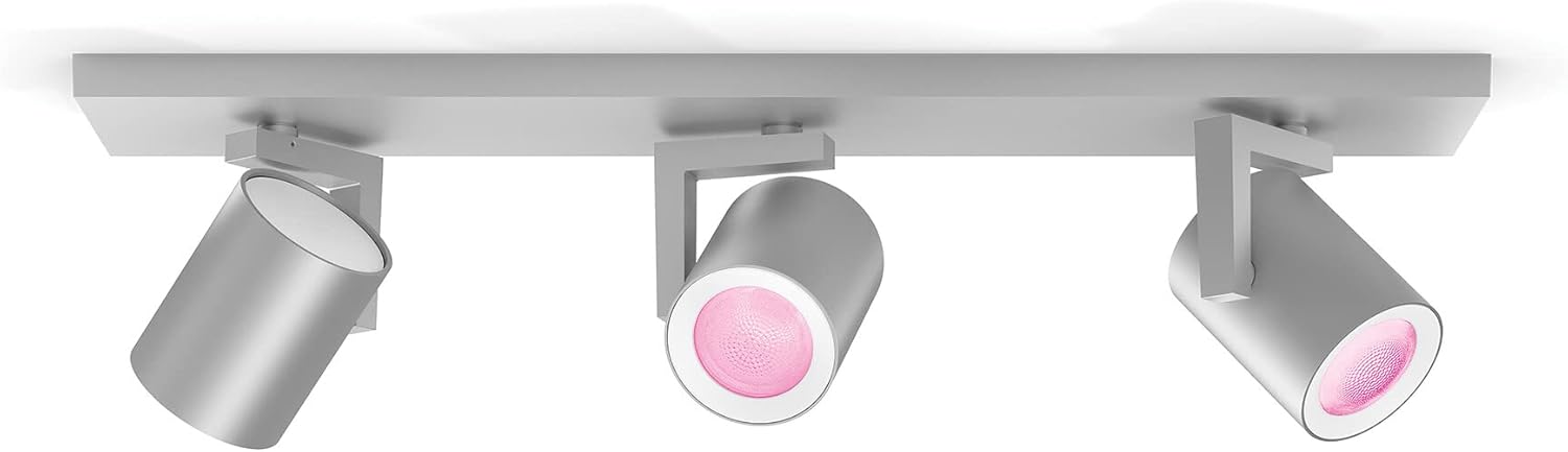 Philips Hue Argenta White & Color Ambiance Sensible 3X Ceiling Highlight Bar LED (GU10) with Bluetooth, Aluminium, Suitable with Alexa, Google Assistant and Apple HomeKit