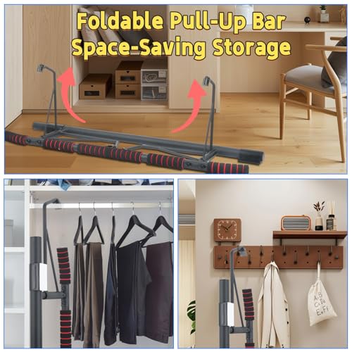 Barre de Traction Porte sans Perçage, Pull Up Bar avec Multi-Prises, Barre Traction Pliable Idéale pour Maison & Home Gym Bar de Traction (69-92cm) – Image 5
