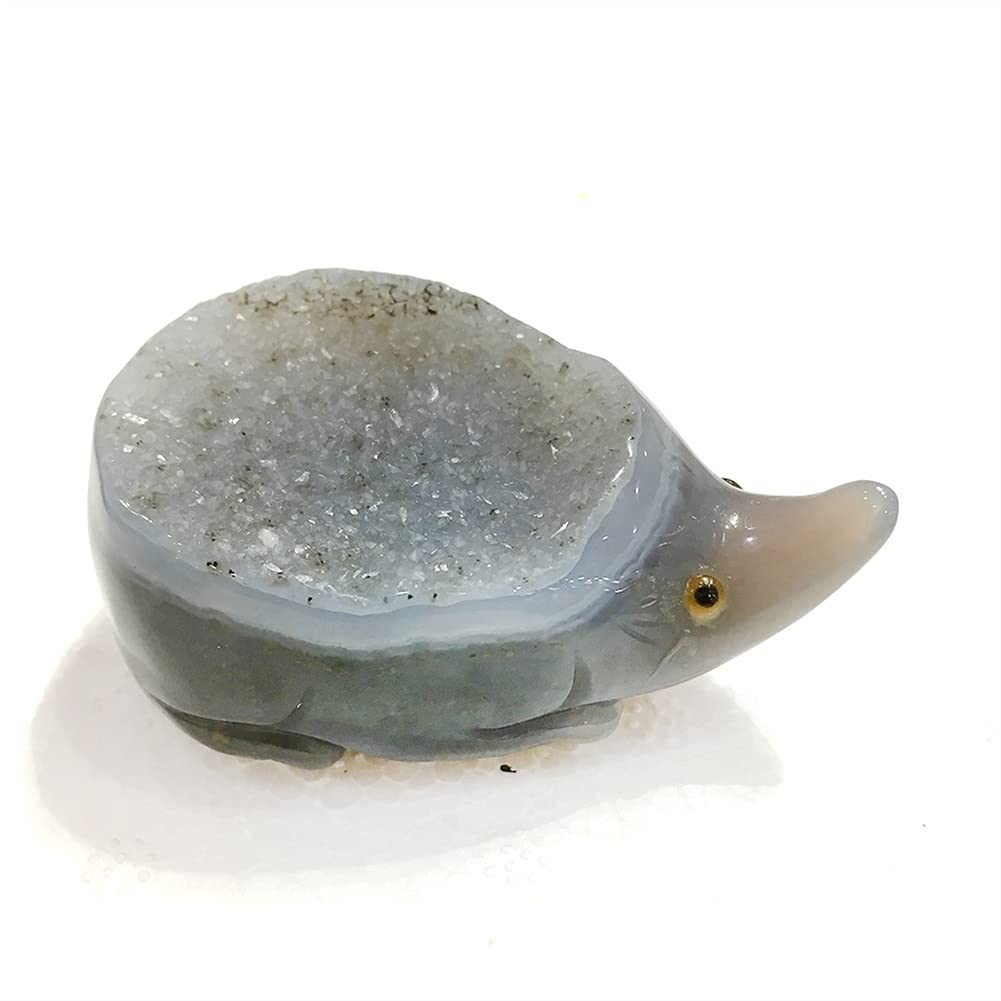 Amazon.co.jp: 天然瑪瑙ジオードクラスターハリネズミ置物手彫り水晶