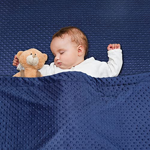 David’s Kids Minky Baby Throw Blanket For Boys Girls Neutral, 50X60 Inches Soft Lightweight Micro Fleece Blanket With Double Layer, Dotted Backing, Breathable Receiving Blanket For Newborns, Navy Blue #TOP5