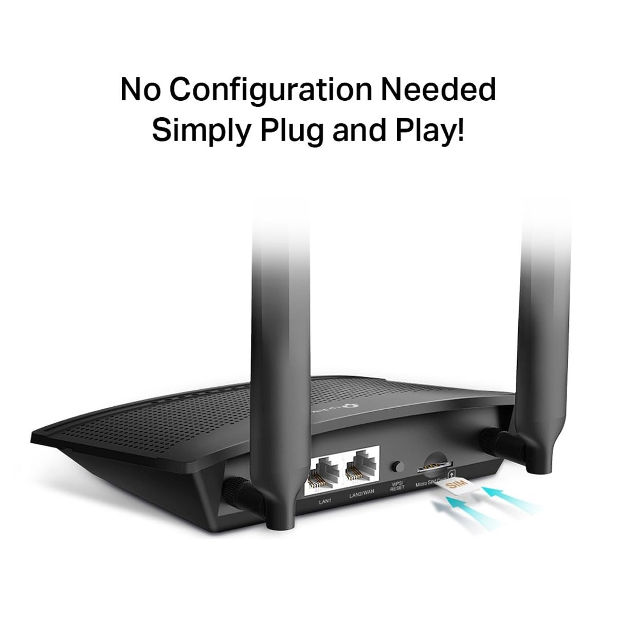 TP-Link TL-MR100, 4G LTE Router (Cat 4), 3G/4G Router Speed up to 300Mpbs, MicroSim, Ethernet LAN/WAN Port, Detachable Antenna, Plug&Play
