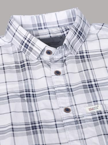Image of Majestic Man Stylish Slim Fit Cotton Spread Collar Checked Casual Shirt