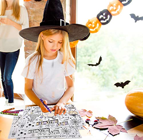 50 Halloween Activities For Kids Disposable Place Mat Pumpkin Coloring Activity Paper 11”X 17” Happy Halloween Table Mat Chargers For Table Setting Dinner Children School Costume Party Decor #TOP3
