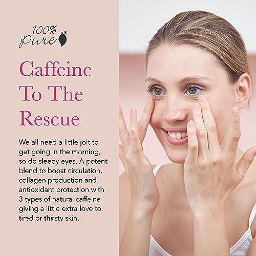 100% Pure 1FMCBEC Coffee Bean Caffeine Eye Cream Refresh & Hydrate Under Eye Treatment Reduce Puffiness, Dark Circles, Wrinkles With Green Tea, Rose Hip, Vitamin E - Youthful Vibrant Eyes - Vegan thumb #1