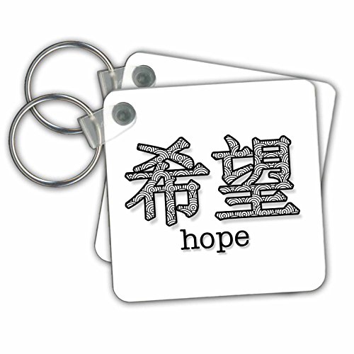 Porte-clés Cjk chinois espoir noir et blanc 3dRose 6 cm